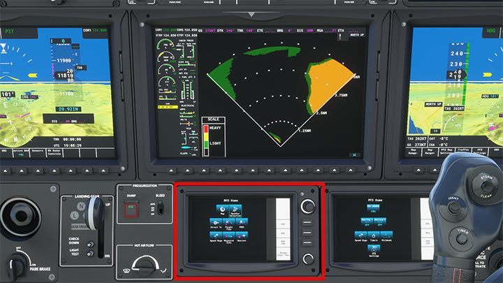 Der PFD-Hauptbildschirm kann von Schaltflächen an den Seiten umgeben sein - Microsoft Flight Simulator: Glascockpit - Erweitertes Fliegen - Microsoft Flight Simulator 2020-Handbuch