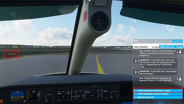 Wählen Sie die Dialogoption Anforderungsanforderung Start und dann die Option Bestätigen - Microsoft Flight Simulator: Taxi zur Landebahn - Erweitertes Fliegen - Microsoft Flight Simulator 2020-Handbuch