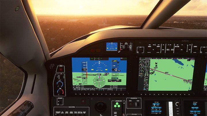 1 - Beachten Sie das kleine Touchpanel unter dem zweiten MFD-Bildschirm - Microsoft Flight Simulator: ILS - automatische Landung - Advanced Flying - Microsoft Flight Simulator 2020-Handbuch