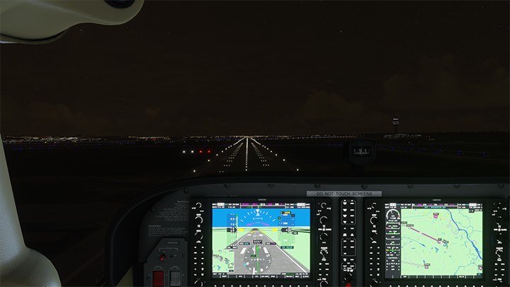 3 - Während Sie sich über der Landebahn befinden, reduzieren Sie die Leistung auf Null und beginnen Sie zu gleiten. - Microsoft Flight Simulator: ILS - Automatische Landung - Advanced Flying - Microsoft Flight Simulator 2020-Handbuch