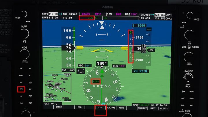 1 - Kontrollieren Sie für den größten Teil des Abstiegs Ihre Geschwindigkeit und bewundern Sie die Ansichten (falls Sie etwas sehen) - Microsoft Flight Simulator: ILS - automatische Landung - Erweitertes Fliegen - Microsoft Flight Simulator 2020-Handbuch