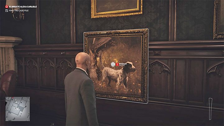 Wenn Sie von Rebeccas Zimmer aus darauf zugreifen möchten, interagieren Sie mit dem Bild eines Hundes - Hitman 3: Geheime Räume - wie können Sie sie öffnen?  Dartmoor, Komplettlösung - Tod in der Familie - Dartmoor - Hitman 3 Guide