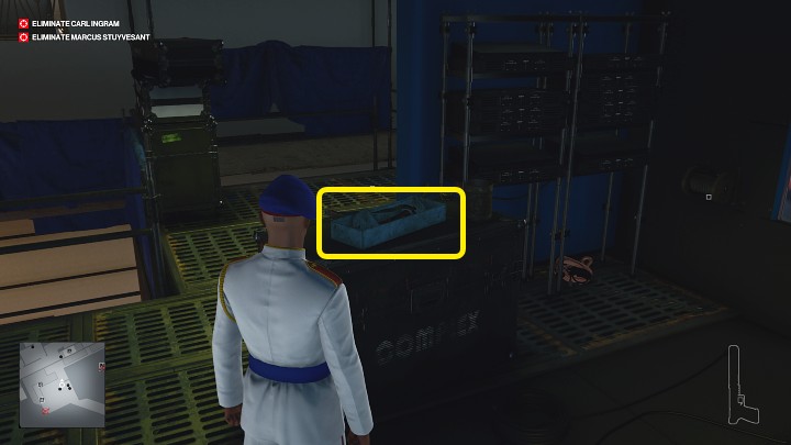 There will be several employees and a lot of electronic devices on the platform - Hitman 3: Marcus Stuyvesant - how to kill him? Dubai, walkthrough - On Top of the World - Dubai - Hitman 3 Guide