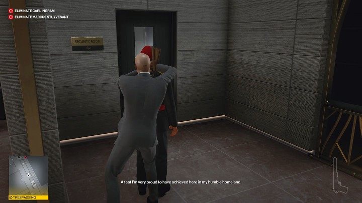 One guard stands at the entrance to the security room - Hitman 3: Marcus Stuyvesant - how to kill him? Dubai, walkthrough - On Top of the World - Dubai - Hitman 3 Guide