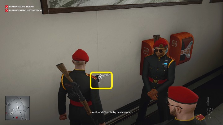 The second one is on the first floor, in the corridor next to the main entrance - two guards stand by it - Hitman 3: Marcus Stuyvesant - how to kill him? Dubai, walkthrough - On Top of the World - Dubai - Hitman 3 Guide
