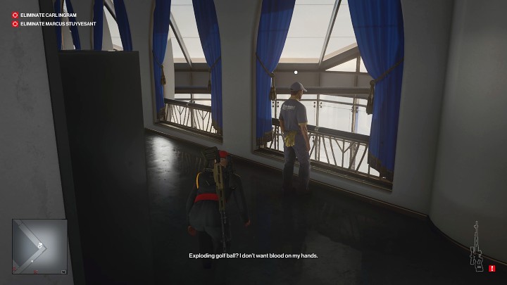Go through the server room into the narrow hallway and knock out the man shown in the picture above - Hitman 3: Marcus Stuyvesant - how to kill him? Dubai, walkthrough - On Top of the World - Dubai - Hitman 3 Guide