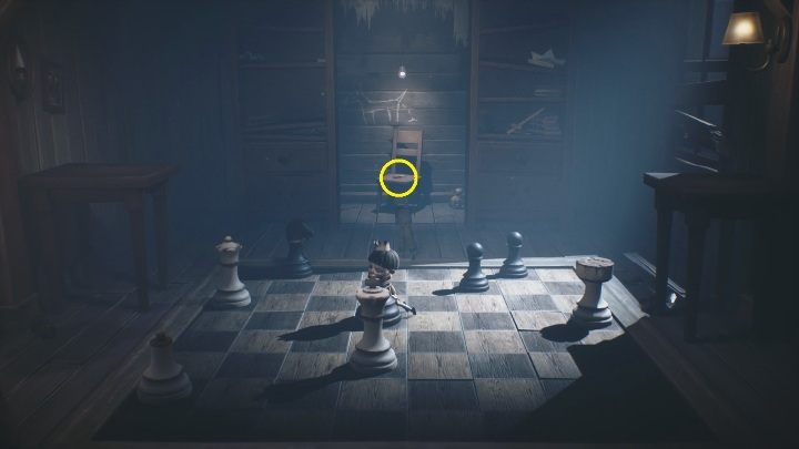 Wenn Sie daran ziehen, öffnet sich ein Durchgang in einen geheimen Raum - Little Nightmares 2: Schachpuzzle - wie bekommt man den Schlüssel?  - Rätsel - Little Nightmares 2 Guide