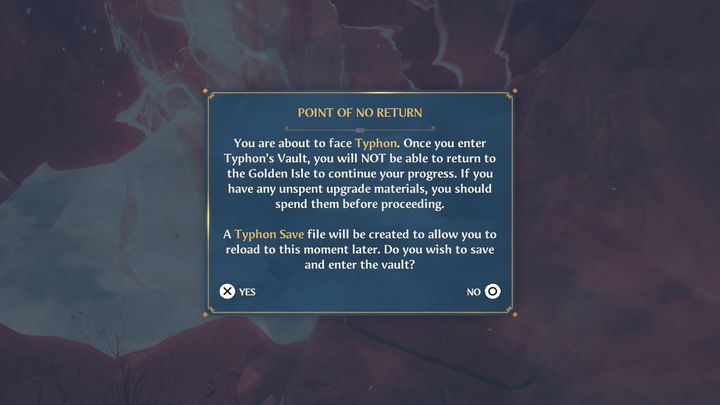 When you reach the top, the game will warn you that there is no way back, as you're about to face the game's final boss, Typhon - Immortals Fenyx Rising: The Spiders Web - walkthrough - Main missions - Immortals Fenyx Rising Guide