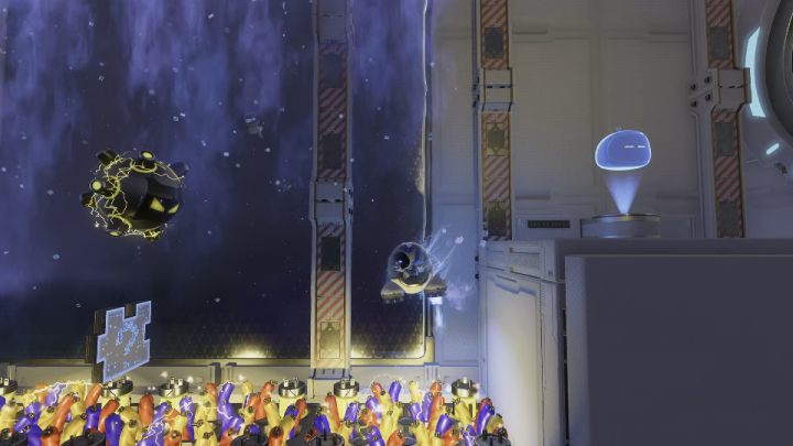 Achten Sie auf die Windböen und fliegen Sie vorsichtig durch den Raum nach rechts - Astros Playroom: Orbitalhindernisse - Komplettlösung - SSD Highway - Astros Playroom Guide
