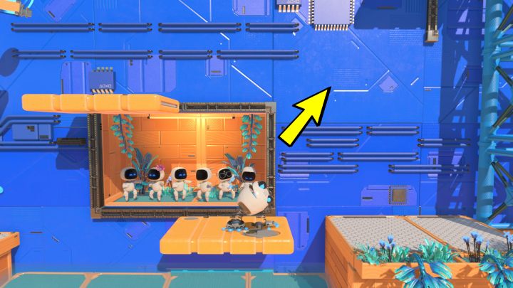 Springen Sie auf die Holzplattform und warten Sie, bis sie sich nach rechts und dann nach oben bewegt - Astros Playroom: Springy Spa - Komplettlösung - Kühlquellen - Astros Playroom Guide