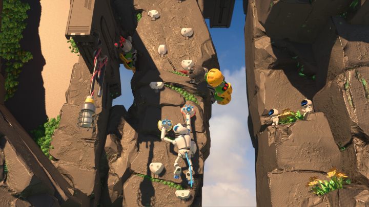 Klettere nach oben und achte auf Feinde, die sich über den Felsen bewegen - Astros Playroom: Mt.  Motherboard - Komplettlösung - GPU Jungle - Astros Playroom Guide