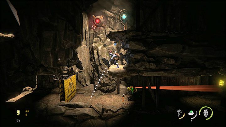 Gehen Sie zu den unteren Ebenen der Mine und sehen Sie sich alle Schließfächer auf dem Weg an - Oddworld Soulstorm: Befreien Sie festgesteckte Mudokons, die Ruinen - Komplettlösung - 2: The Ruins - Oddworld Soulstorm Guide