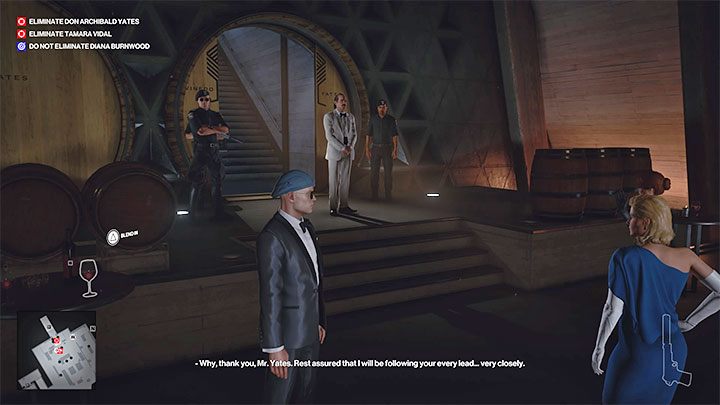 If you are playing The Tour story mission, you have to get all the tour participants to the room with barrels (point 29 on the map) - Hitman 3: Closing Statement, Mendoza - walkthrough, how to unlock? - The Farewell - Mendoza - Hitman 3 Guide