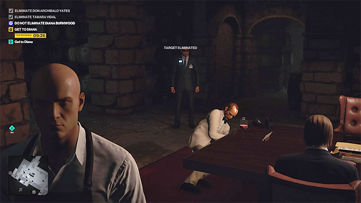 You have 10 minutes to reach the place where Diana is, and you can't ignore the new mission objective because Diana's death will mean failing the whole quest - Hitman 3: Closing Statement, Mendoza - walkthrough, how to unlock? - The Farewell - Mendoza - Hitman 3 Guide