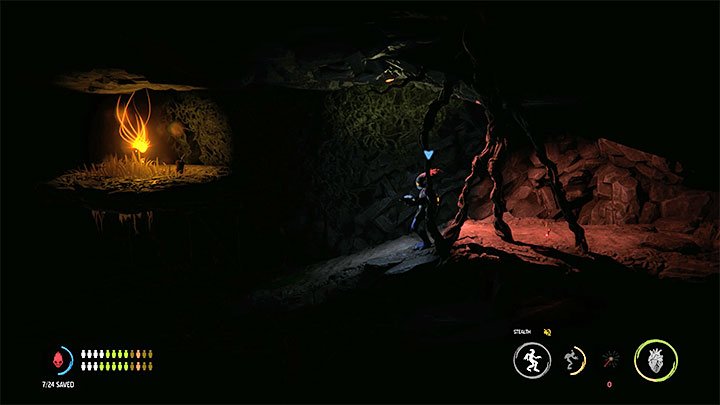 Jetzt können wir den unteren linken Bereich untersuchen, in dem die Monster geschlafen haben - Oddworld Soulstorm: Reise zur Phat Station, die Standseilbahn - Komplettlösung - 4: Die Standseilbahn - Oddworld Soulstorm Guide