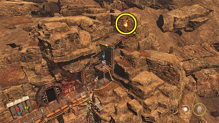 Gehen Sie nach rechts und kehren Sie zu dem Durchgang zurück, der es Ihnen ermöglicht, die Höhle zu verlassen - Oddworld Soulstorm: Wiedersehen im alten Spalier - Komplettlösung - 8: Wiedersehen im alten Spalier - Oddworld Soulstorm Guide