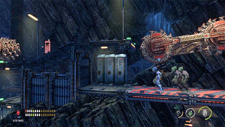 Kehre zu den Mudokons zurück und gehe weiter den Hauptweg entlang - Oddworld Soulstorm: Sicherheit umgehen, Necrum - Komplettlösung - 10: Necrum - Oddworld Soulstorm Guide