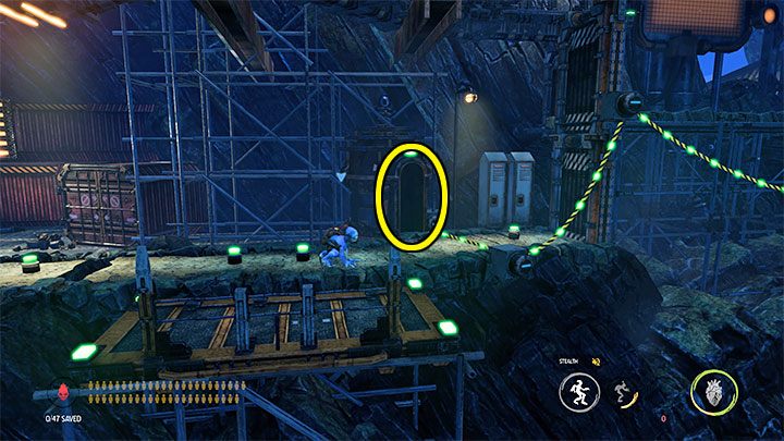 Der Aufzug bringt uns zu Level 1 - Oddworld Soulstorm: Abstieg zu Level 2, The Mines - Leitfaden, exemplarische Beschreibung - 11: The Mines - Oddworld Soulstorm Guide