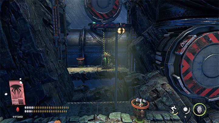 Bald werden wir einige weitere inaktive Maschinen erreichen, die den weiteren Durchgang blockieren - Oddworld Soulstorm: Abstieg zu Level 2, The Mines - Leitfaden, exemplarische Beschreibung - 11: The Mines - Oddworld Soulstorm Guide