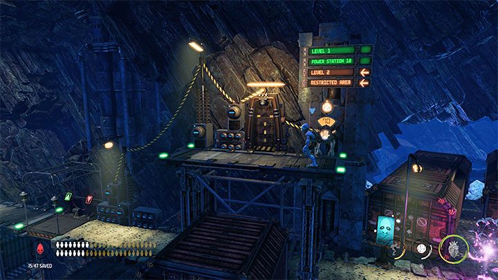 Die Hauptfigur erreicht das zweite Moolah-Tor - Oddworld Soulstorm: Abstieg zu Level 2, The Mines - Leitfaden, exemplarische Beschreibung - 11: The Mines - Oddworld Soulstorm Guide