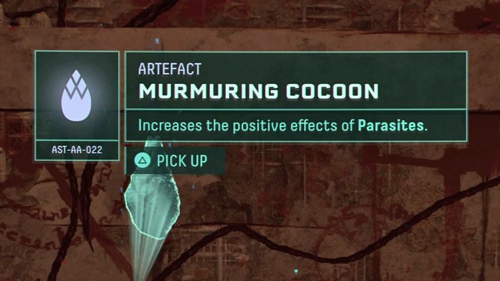 Während wir das Spiel durchspielen, finden wir möglicherweise Murmelnde Kokons - Artefakte, die die positiven Auswirkungen von Parasiten verstärken - Rückkehr: Parasiten - was sind sie?  - FAQ - Returnal - Spielanleitung