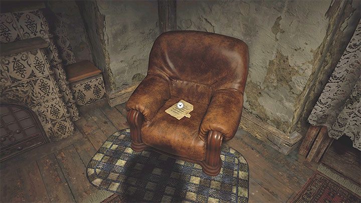 Die Notiz liegt auf einem Stuhl im ersten Raum von Luizas Haus - Resident Evil Village: Village, 1 Besuch - Akten, Liste - Akten - Resident Evil Village Guide