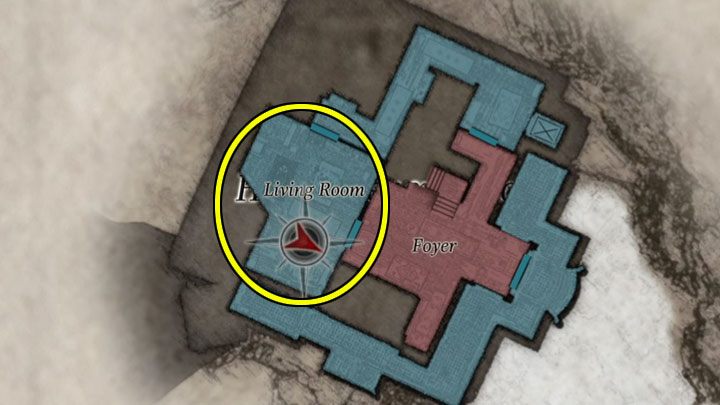 Das zweite Versteck des Chefs ist das Wohnzimmer in der Nähe der Treppe - Resident Evil Village: Donna Beneviento - Chef, wie kann man schlagen?  - Bosse - Resident Evil Village Guide