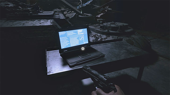 Der Laptop befindet sich im Scrapheap-Bereich auf Ebene B5, dem gleichen Bereich, in dem Sie Chris treffen und den Minitank finden, den Sie im Duell mit Heisenberg verwenden können – Resident Evil Village: Heisenbergs Factory – Dateien, Liste – Dateien – Resident Evil Dorfführer