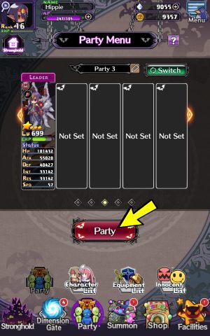 Um eine neue Party zu erstellen, wähle den Slot aus und klicke auf das rote Party-Symbol - Disgaea RPG: Party - Basics - Disgaea RPG Guide