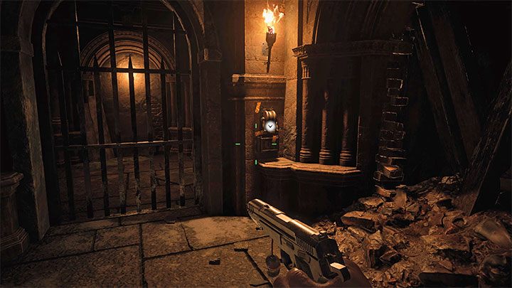 The first walk through the Dungeon does not feature any exciting moments, but the situation will change once you reach the second lever shown in the picture - Resident Evil Village: Castles Courtyard - walkthrough - Dimitrescu Castle - Resident Evil Village Guide