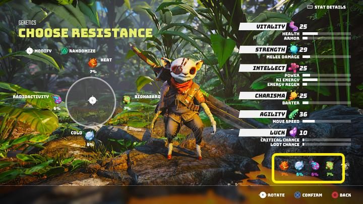 In der nächsten Phase der Charaktererstellung in Biomutant müssen Sie die genetische Immunität Ihres Charakters bestimmen - Biomutant: Charaktererstellung - Grundlagen - Biomutant Guide