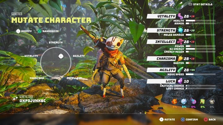 Der zweite Schritt beim Erstellen Ihres Helden in Biomutant besteht darin, die Attribute zu bestimmen - Biomutant: Charaktererstellung - Grundlagen - Biomutant Guide