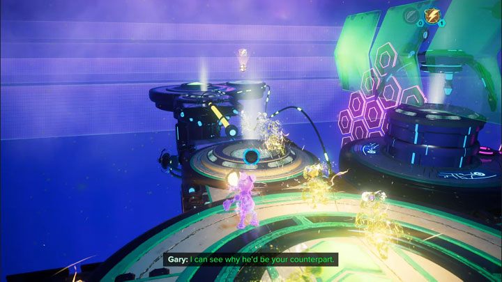 The next place to use the electric sphere is on the left (pictured above) and as before, touch the cable to get Kit to the other end - Ratchet & Clank Rift Apart: Kit, Return to Sargasso - puzzle guide, list - Clank and Kit Riddles - Ratchet & Clank Rift Apart Guide