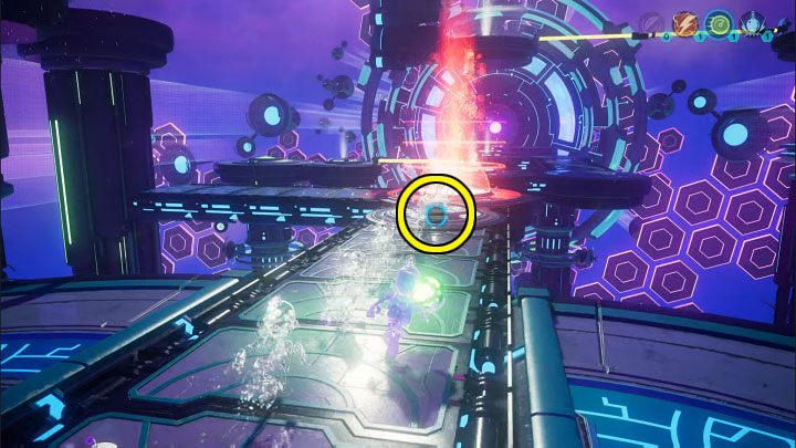 Turn 180 degrees and pull the electric sphere you just used towards you - Ratchet & Clank Rift Apart: Clank, Return to Savali - puzzle guide, list - Clank and Kit Riddles - Ratchet & Clank Rift Apart Guide