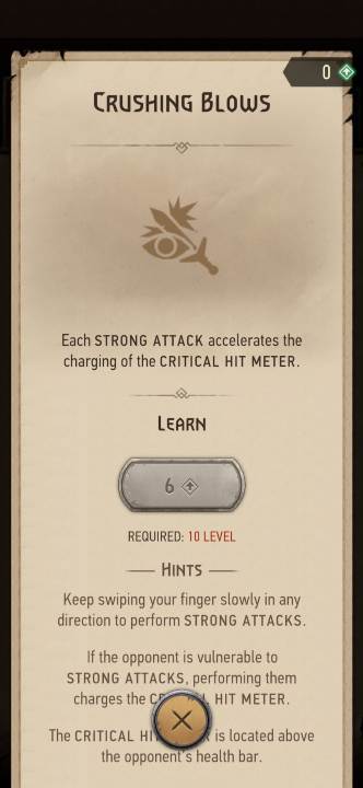 Effekt: Erhöht die Laderate kritischer Treffer für starke Angriffe - The Witcher Monster Slayer: Skills - Combat - Skills - Witcher Monster Slayer Guide