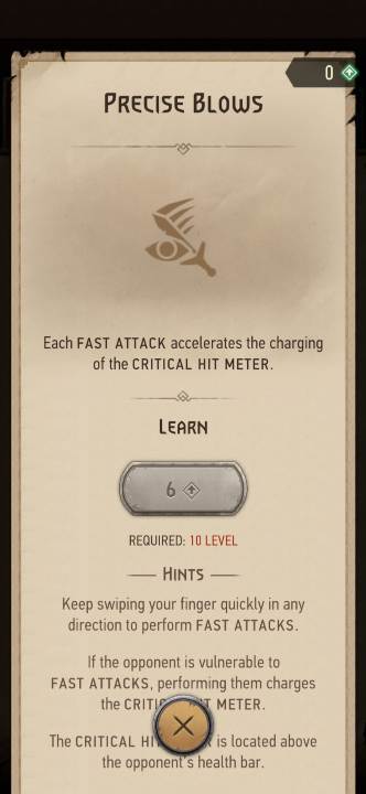 Effekt: Erhöht die Laderate kritischer Treffer für schnelle Angriffe - The Witcher Monster Slayer: Skills - Combat - Skills - Witcher Monster Slayer Guide