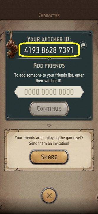 Dann siehst du deine Witcher ID - The Witcher Monster Slayer: Invites - wie füge ich Freunde hinzu?  - Freunde - The Witcher - Anleitung zum Spiel