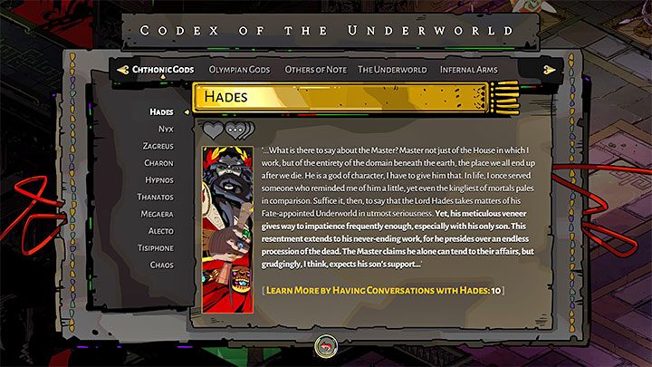8) Der Codex - seine Einträge werden nie zurückgesetzt - Hades: Progress - was wird übertragen?  - FAQ - Hades-Leitfaden