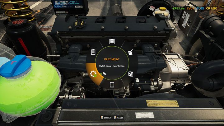 Bei der Interaktion mit Autoteilen werden noch weitere Optionen angezeigt - Car Mechanic Simulator 2021: User Interface - Basics - Car Mechanic Simulator 2021 Guide