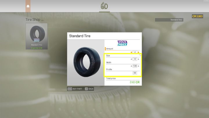 Wenn Sie Reifen oder Felgen kaufen, müssen Sie sorgfältig diejenigen auswählen, die der Breite, Größe und dem Profil des zu ersetzenden Teils entsprechen - Automechaniker-Simulator 2021: Ersetzen von Teilen - Grundlagen - Automechaniker-Simulator 2021-Leitfaden