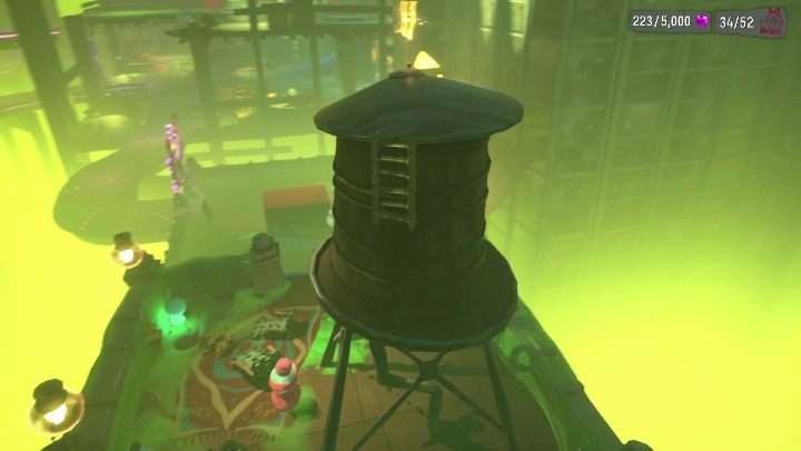 Um an dieses Geheimnis zu gelangen, musst du von der Leuchtreklame neben dem Gebäude springen – Psychonauts 2: Nuggets of Wisdom, Strike City – wo finde ich das?  - Strike City - Psychonauts 2 Guide