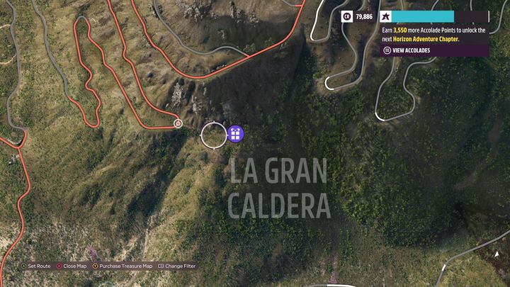 Der Scheunenfund befindet sich auf der Spitze des Vulkans La Gran Caldera (über dem Buchstaben L in La) - Forza Horizon 5: Alle Scheunenfunde - Liste - Guide - Forza Horizon 5 Guide
