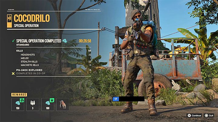 Wenn Sie den Kampf überleben und alle Feinde besiegen, wird eine Zwischensequenz ausgelöst, in der Sie das Operationsgebiet verlassen und den Zusammenfassungsbildschirm anzeigen - Far Cry 6: Special Operations - Basics - Far Cry 6 Guide