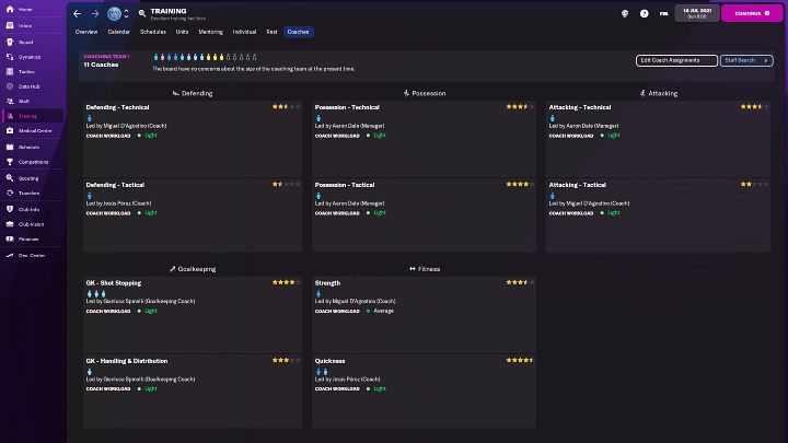 Nachdem Sie zur Registerkarte Training></noscript> Trainer gegangen sind, können Sie überprüfen, wer mit jedem Trainingsblock befasst ist und welche Veranlagungen sie haben (von 1 bis 5 Sternen) – Football Manager 2022: Backroom Staff – Basics – Football Manager 2022 Spielanleitung“></p>
<p>Nachdem Sie zum Reiter Training> Trainer gegangen sind, können Sie überprüfen, wer sich mit jedem Trainingsblock beschäftigt und welche Veranlagungen sie haben (von 1 bis 5 Sternen). Wenn Sie möchten, können Sie auf der Registerkarte Coach-Zuordnungen bearbeiten die Rollen der einzelnen Coaches ändern.</p>
<p><img viewbox=