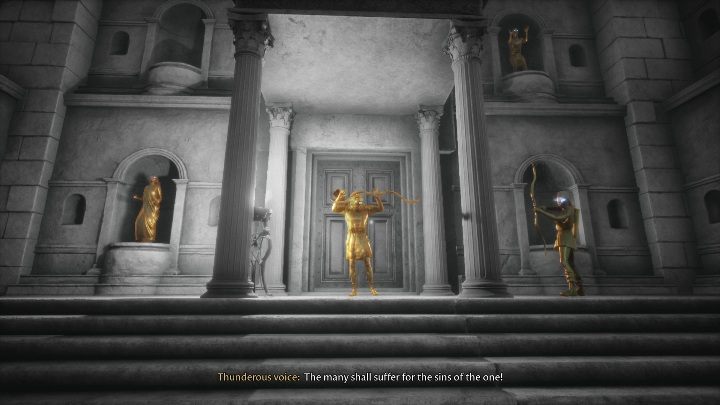 Sie werden Zeuge, wie der Attentäter in eine goldene Statue verwandelt wird - The Forgotten City: Meet the Assassin - Komplettlösung - Teil 2 - The Forgotten City Guide