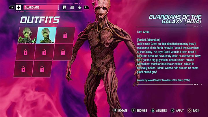 Outfits sind neue Kleidungsstücke für einzelne Guardians of the Galaxy - Guardians of the Galaxy: Alle Geheimnisse - Liste - Secrets & Collectibles - Guardians of the Galaxy Guide