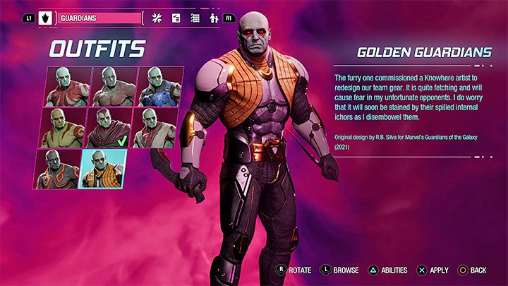 Sie erhalten dieses Outfit im Laufe des Spiels automatisch - Guardians of the Galaxy: Drax - Outfits - Costumes - Guardians of the Galaxy Guide