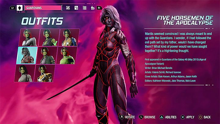 Dieses Outfit findet ihr als Geheimnis in Kapitel 10 – Guardians of the Galaxy: Gamora – Outfits – Costumes – Guardians of the Galaxy Guide