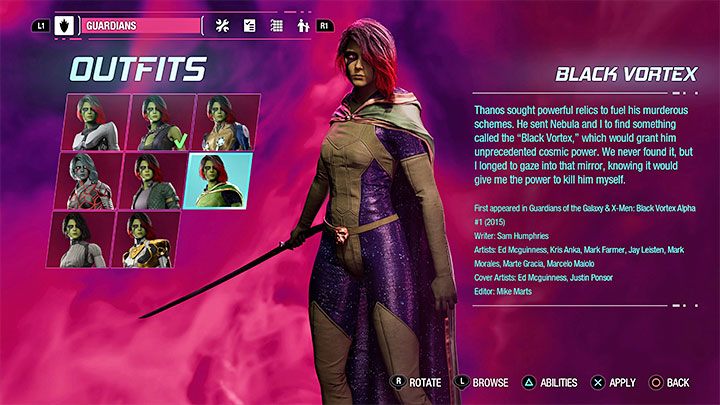 Dieses Outfit findet ihr als Geheimnis in Kapitel 13 – Guardians of the Galaxy: Gamora – Outfits – Costumes – Guardians of the Galaxy Guide