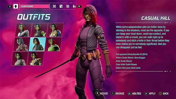 Dieses Outfit findet ihr als Geheimnis in Kapitel 12 – Guardians of the Galaxy: Gamora – Outfits – Costumes – Guardians of the Galaxy Guide